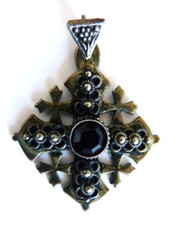 Croix de Jerusalem pendentif en argent massif  Bijou ancien silver cross