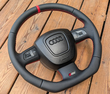 Volant CUIR NEUF pour AUDI A6 C6 A8 S8 A4 B7 Q7 S-LINE FOND PLAT