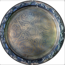 PLATEAU MAROCAIN 60CM  (pieds amovibles) LAITON bordure ARGENTEE