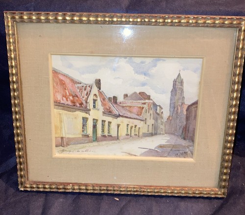 Aquarelle ancienne sous verre - ancienne,