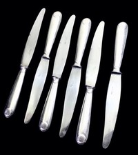 CHRISTOFLE 6 Couteaux De Table Modèle Coquille VENDOME Métal Argenté 24,5 Cm