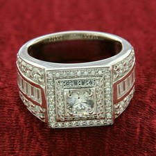 Bague double halo pour hommes pour fiançailles, diamant rond cultivé en labor...