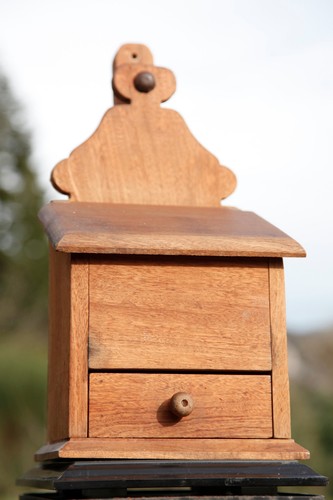 Boite sel bois ancienne - , avec