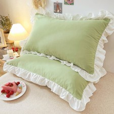 2X Épissure Ruffles Oreiller