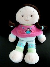 *. DOUDOU PELUCHE CATIMINI POUPEE INDIENNE BRUNE ROSE VERT COEUR CROIX BLEU TTBE