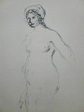 Auguste Renoir : La sortie du bain, Gravure signée, 1952, sur Vélin