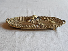 ART NOUVEAU CENDRIER VIDE POCHE BAGUIER BRONZE DORE SOURIS EPI DE BLE CORBEILLE