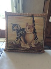 Coussin en Tissu Housse Décor Chats Imitation Canevas Ambiance Chalet Montagne