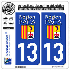 2 Stickers autocollant plaque immatriculation : 13 PACA LogoType