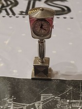 TEMPS TIME ARGENT SILVER METAL VINTAGE HORLOGE CLOCK MINIATURE LAMPADAIRE