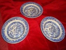 SERIE DE 3 ASSIETTES ANGLAISE EN CERAMIQUE ANCIENNES CHURCHIL MODELE CHINA BLUE-