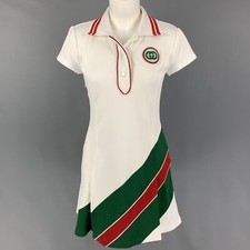 Robe Mini GUCCI Taille XS Blanche Verte En Mélange De Polyamide