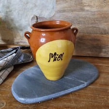 Charmant Pot à miel en poterie artisanale vintage 🐝🍯 - H 14 cm, sans couvercle