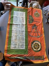 Torchon Calendrier 1966 Thème boussole longue vue voyage compas Vintage