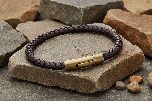 Bracelet cuir tissé - cuir,