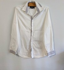 Chemise blanche col gris coton