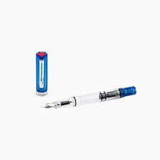 Stylo plume bleu transparent