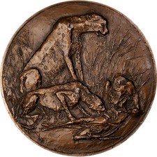 France, Médaille, Animaux, Le Guépard, 1982, Bronze, Boyer, SUP+