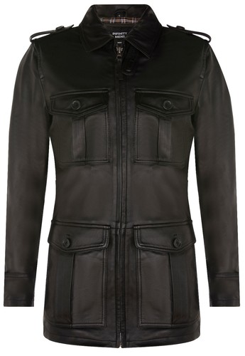 Manteau parka noir cuir - manteau,