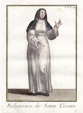 Costume De Nonne Du Couvent De Saint-Césaire À Arles, Gravure 1790