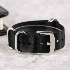 24MM NYLON ZULU NATO BRACELET POUR MONTRE NOIR NEUF pour Seiko Omega etc