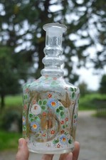 Bouteille Carafe Verre Emaillé Normandie XIXe Siècle Hauteur: 23,5cm