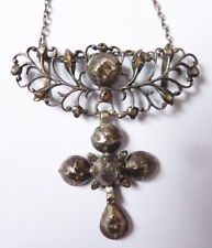 Croix collier argent massif  diamant 18e normand régional cross diamond necklace