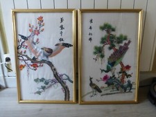 paire de BRODERIE SUR SOIE