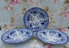 Creil et Montereau flora 3 Assiettes creuse XIX ème liserons 22,5cm de diamètre