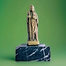 Superbe statue catholique st willebord en bronze et marbre