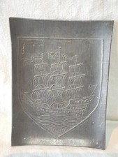 Vide poche art-déco étain Signé J.M VALETTE Made In France Décor Bateau Morlaix 