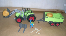 LOT FIGURINE ACCESSOIRE PLAYMOBIL PERSONNAGE FERME TRACTEUR AVEC REMORQUE