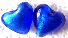 2 PERLES COEUR VERRE LAMPWORK