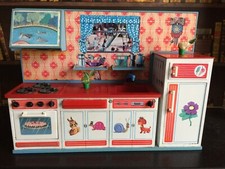 CUISINE DINETTE RICO METAL / TOLE VINTAGE JOUET ENFANT FIN 1970