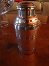 SHAKER ART DÉCO EN MÉTAL ARGENTÉ  AVEC PRESSE CITRON ST MEDARD VINTAGE 12 cm