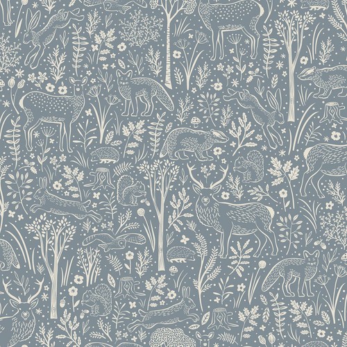Forêt animaux bleu - bleu, papier