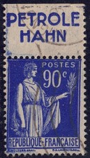 Bande publicitaire PETROLE HAHN - Publicitimbre oblitéré Paix n°368