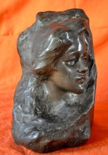 Edouard FORTINI (né en 1862) "portrait de jeune femme " Sculpture ART NOUVEAU