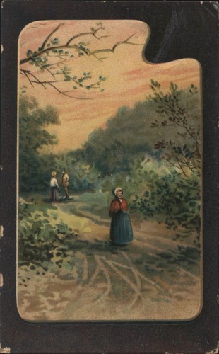 Die cut rural path with - with, woman