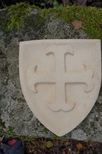 HF1388  A  BLASON CROIX CATHARE MEDIEVAL ARMOIRIE PIERRE RECONSTITUEE PROMO -20%