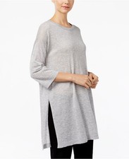 NWT Eileen Fisher Three-Quarter-Sleeve Tunic Sweater Wool Alpaca M $228