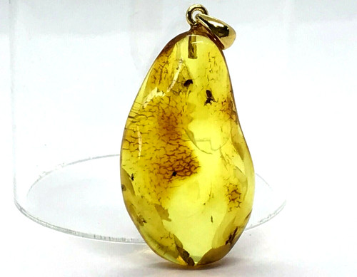 Pendentif ambre insectes - pendentif,