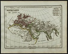 1822 - Carte du monde connu des anciens (Antiquité) - Gravure ancienne