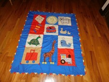 Applique Child Quilt Handmade w/ Whale Turtle Giraffe Saw Tooth Edge Vintage
