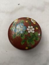 Ancienne Boite A Pilules Mouche Pilulier Ceramique Decore Email ? Fleur Vintage