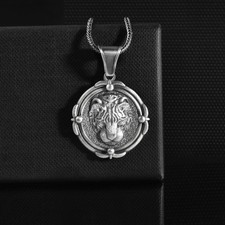 Collier Tigre du Bengale Argent Oxydé Pendentif Homme Bijoux Animaux Asiatiqu...