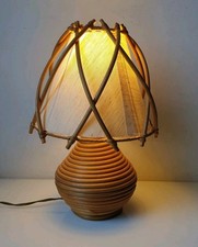 lampe chevet bambou rotin louis sognot 1960 mid century rattan no audoux minet