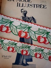 ANCIEN GALON COTONT CERISES 70MM & 45MM vendu au mètre