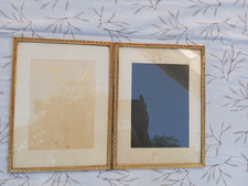 double cadre photo en métal dore année 50