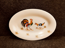 Beau plat faïence de longwy coq et poule animaux de la ferme 